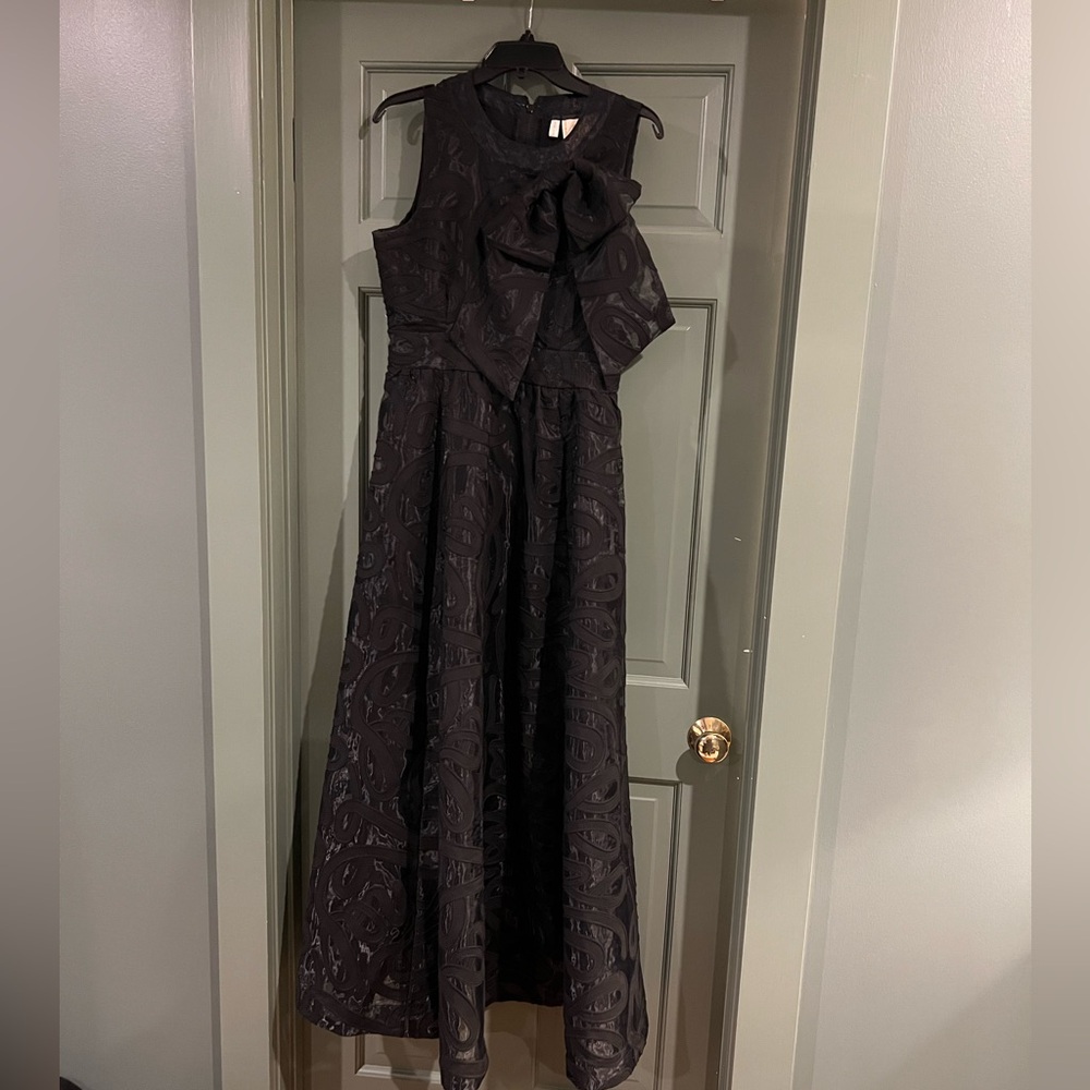 Emily McCarthy black maxi bow dress
